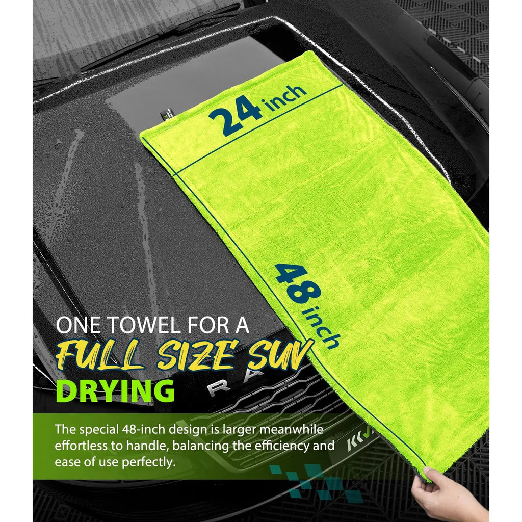 48" Dual-Sided Microfiber Drying Towel – 1400GSM Super Absorbent, Scratch-Free, Quick-Dry for Cars & SUVs