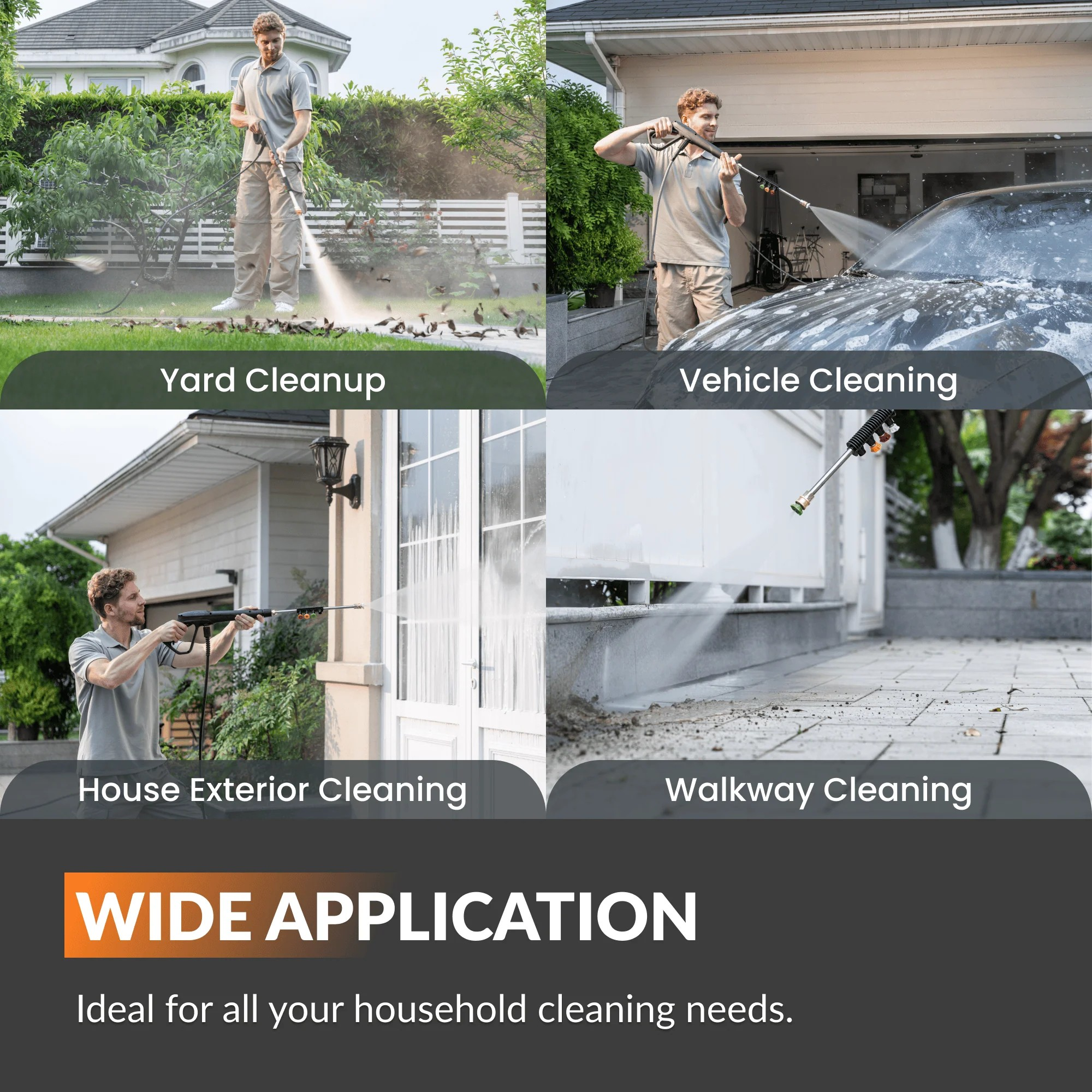 Retractable Pressure Washer Plus Wall-Mounted Power Cleaning System with Auto-Retracting Hose