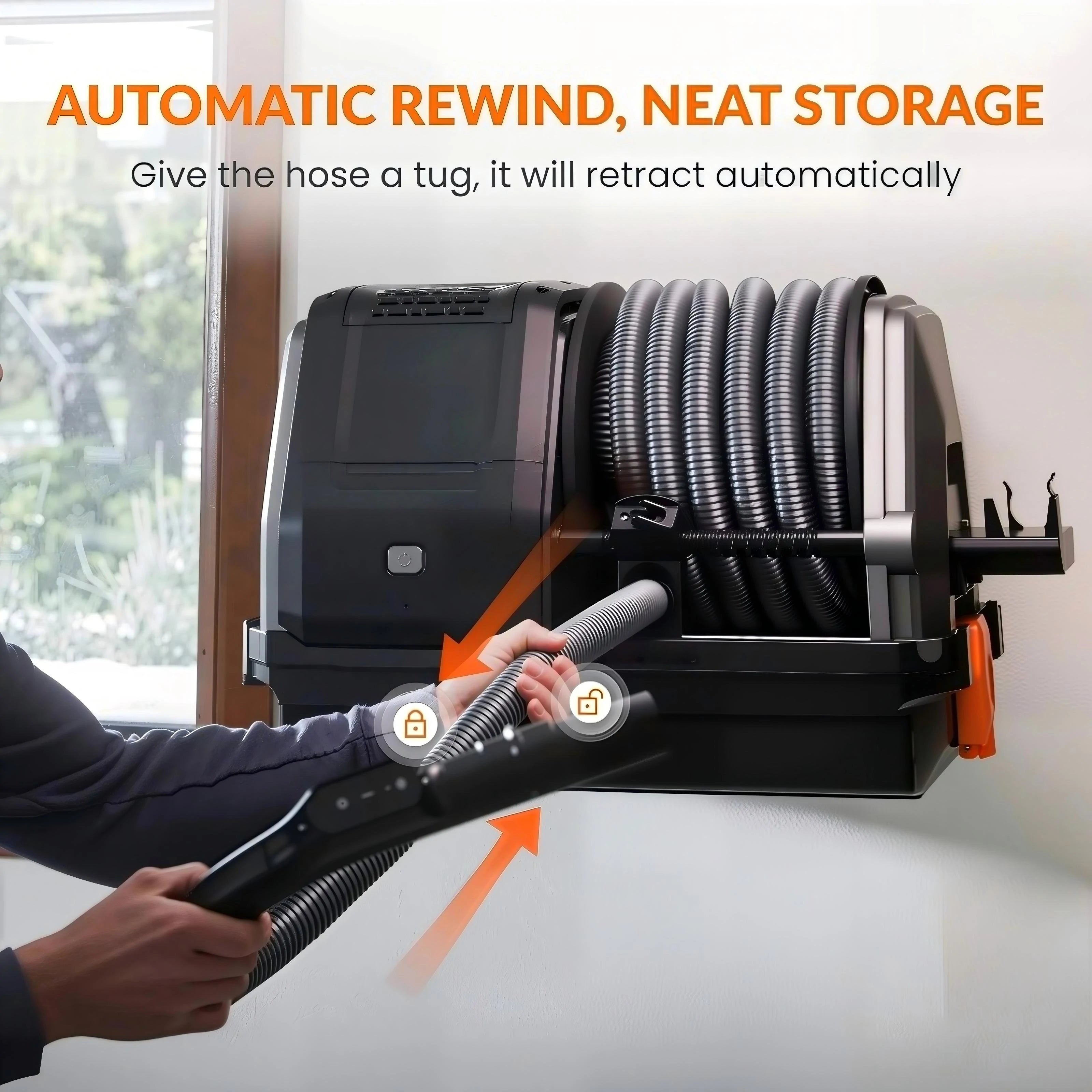Wall-Mounted Retractable Vacuum Cleaner — Powerful Cleaning, Zero Clutter