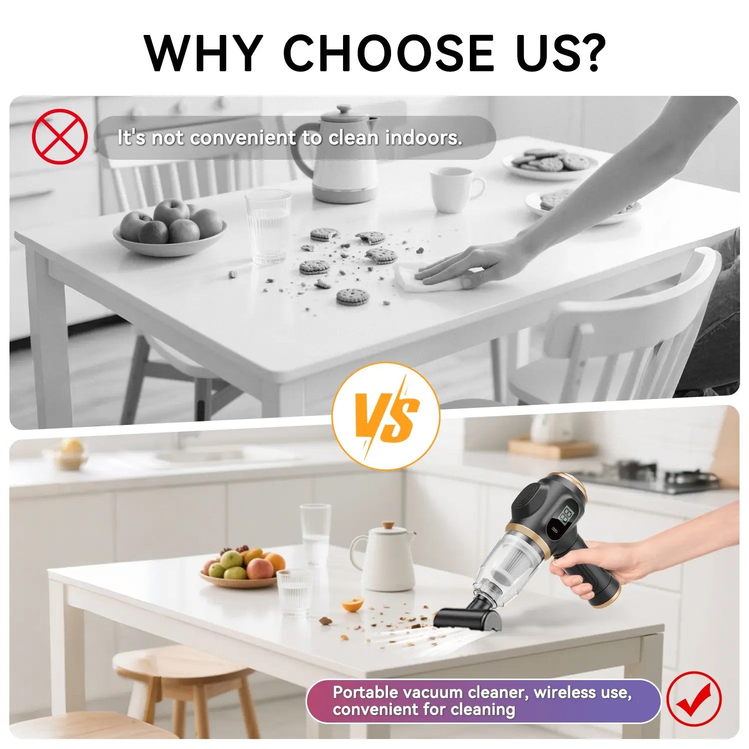 Handheld Cordless Car Vacuum Cleaner – Powerful, Portable, and Versatile